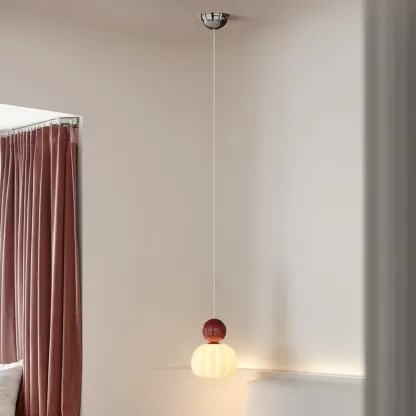 Cream Enclosure Pendant Light in Mini Size for Bedroom Image - 1