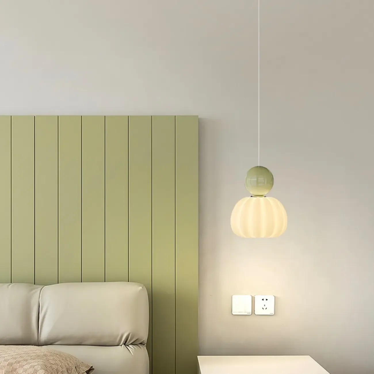 Cream Enclosure Pendant Light in Mini Size for Bedroom Image - 2