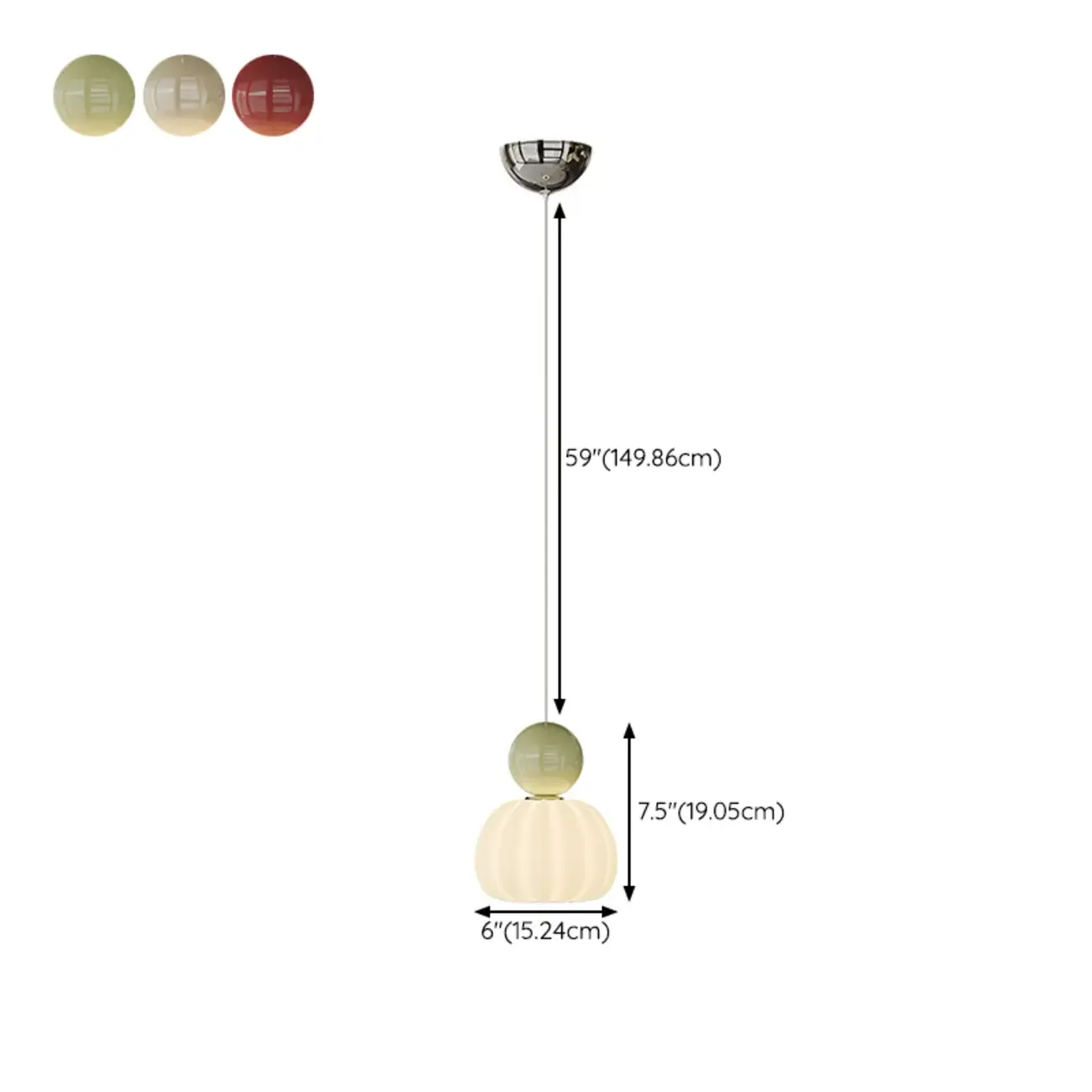 Cream Enclosure Pendant Light in Mini Size for Bedroom #size