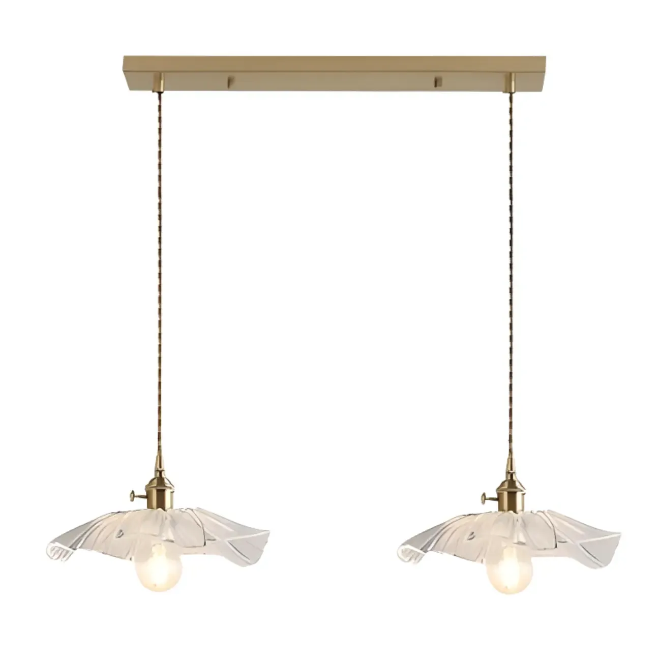 Modern Metal Hardwired Transparent Glass Floral Pendant Light Image - 3