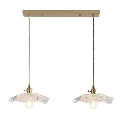 Modern Metal Hardwired Transparent Glass Floral Pendant Light Image - 3