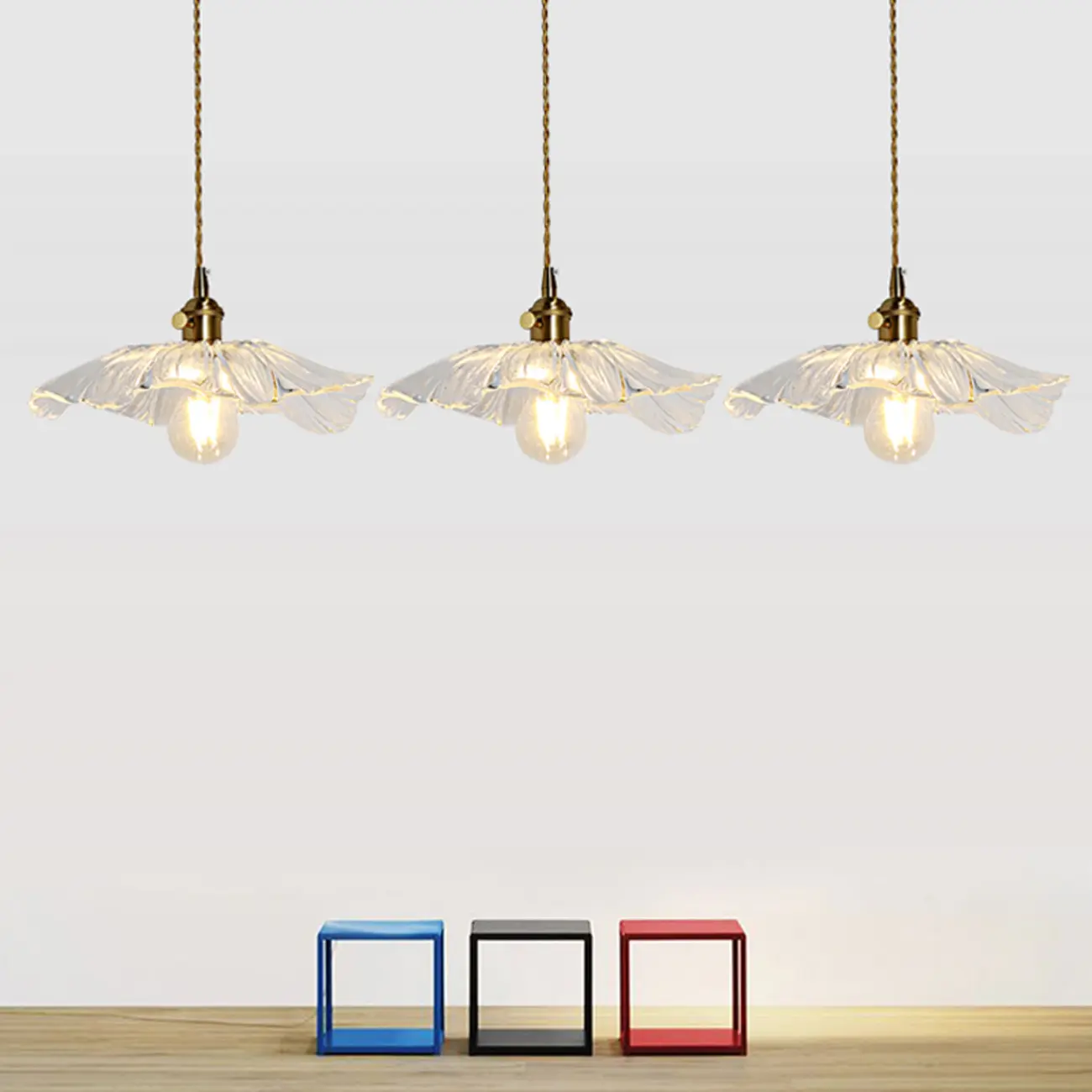 Modern Metal Hardwired Transparent Glass Floral Pendant Light Image - 4 | homeyfad