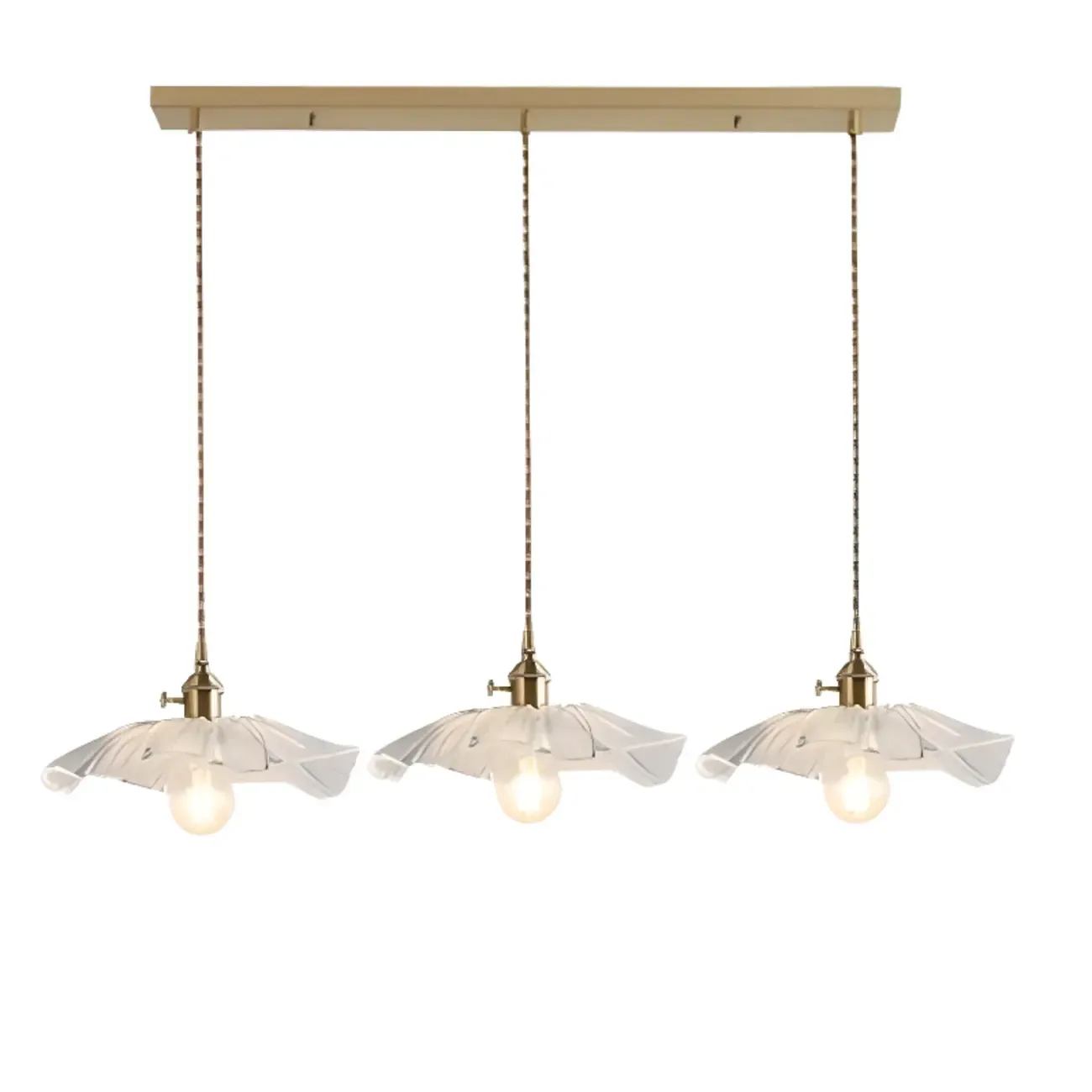 Modern Metal Hardwired Transparent Glass Floral Pendant Light Image - 5