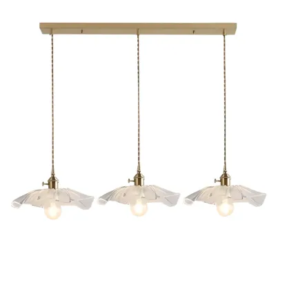 Modern Metal Hardwired Transparent Glass Floral Pendant Light Image - 5