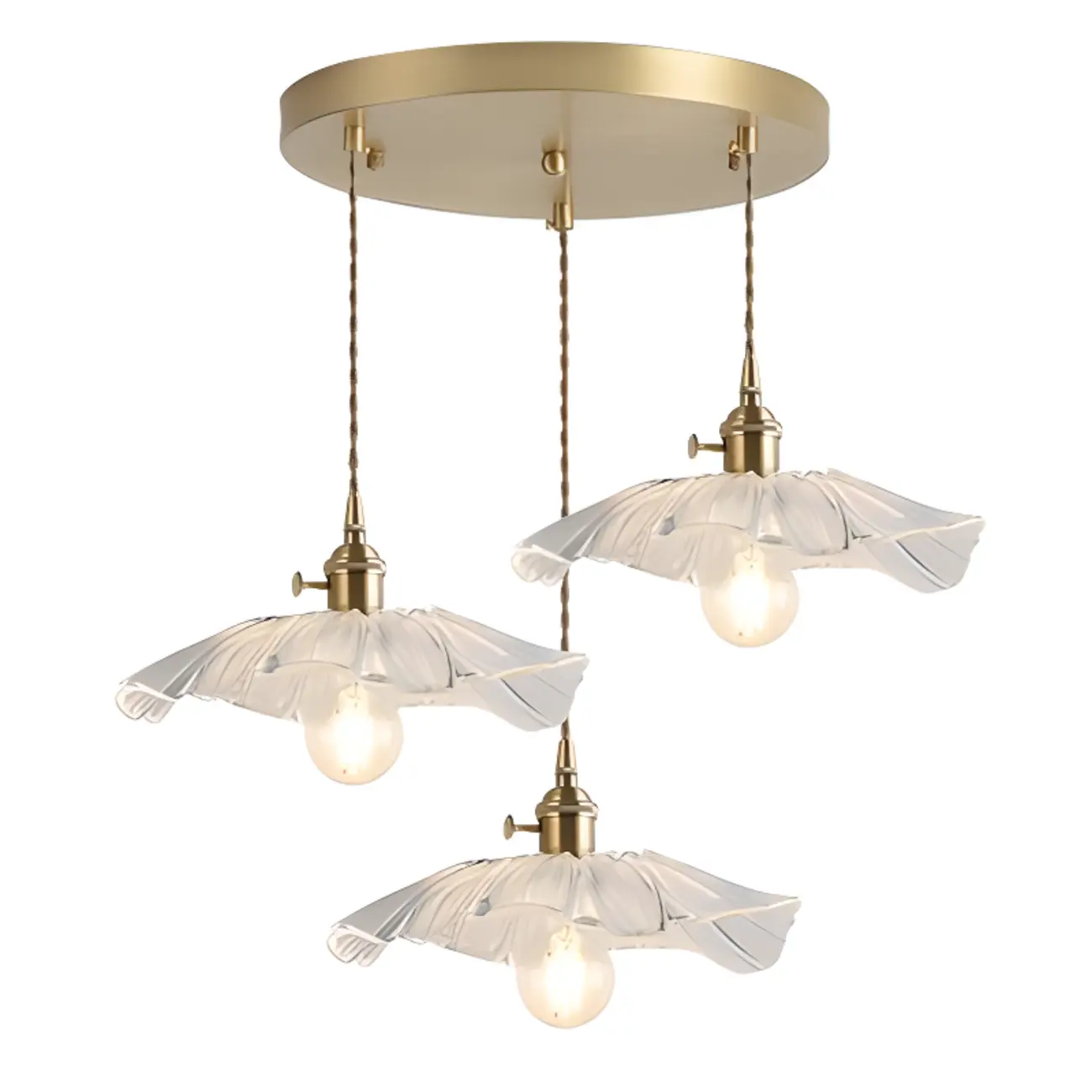 Modern Metal Hardwired Transparent Glass Floral Pendant Light Image - 7 | homeyfad