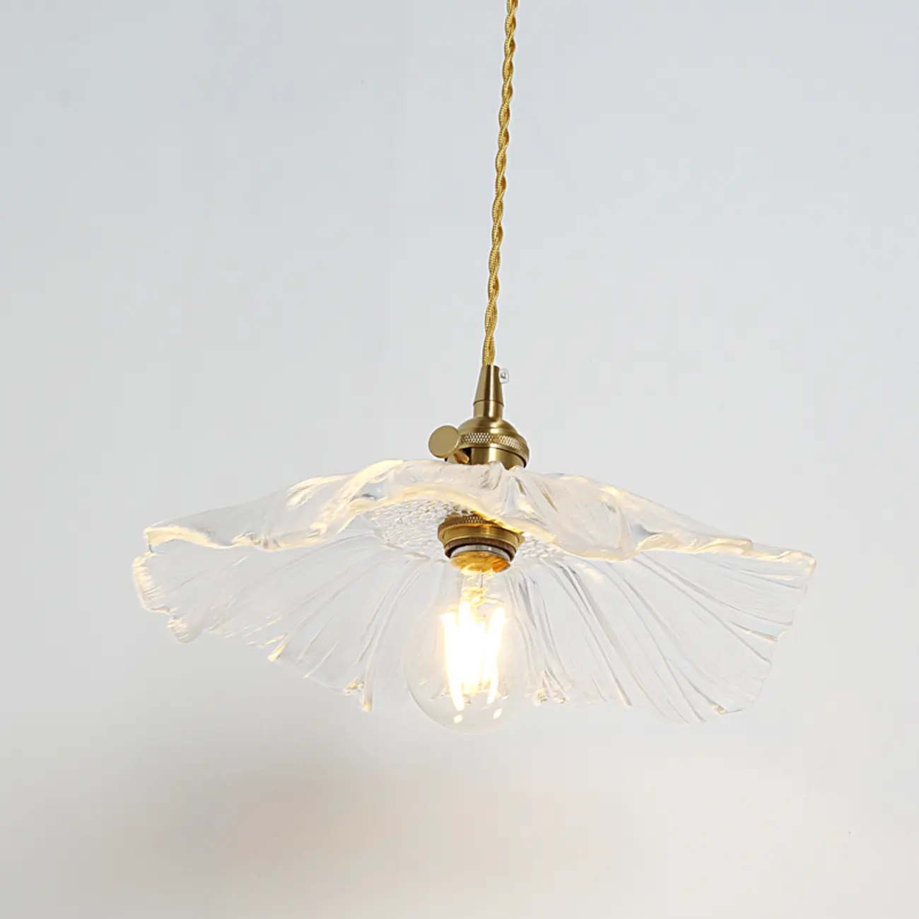 Modern Metal Hardwired Transparent Glass Floral Pendant Light Image - 10 | homeyfad