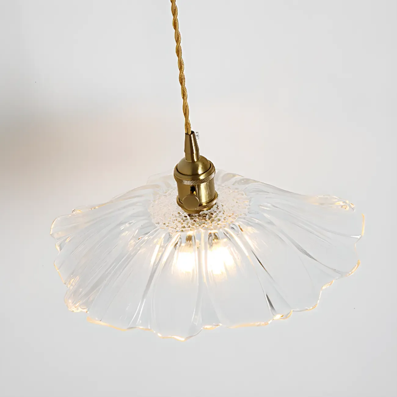 Modern Metal Hardwired Transparent Glass Floral Pendant Light Image - 11