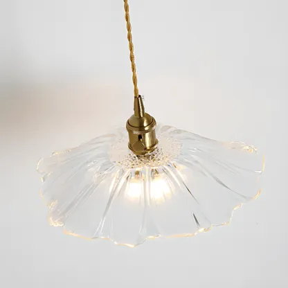 Modern Metal Hardwired Transparent Glass Floral Pendant Light Image - 11