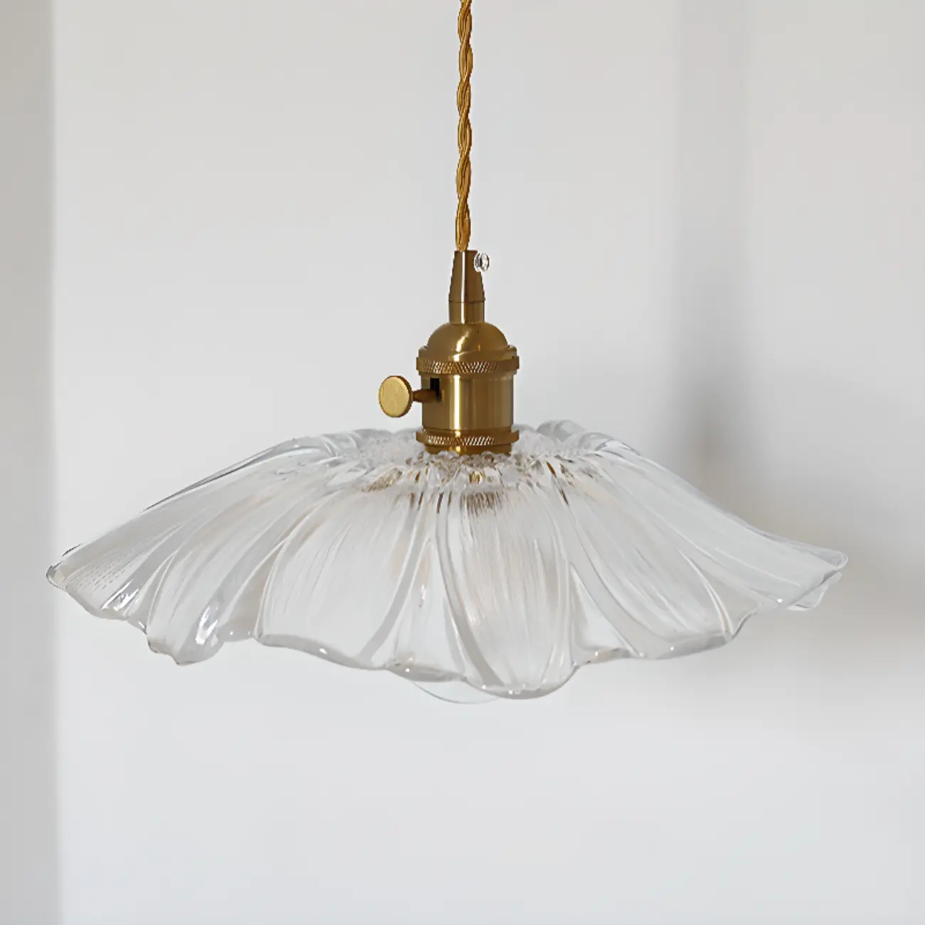 Modern Metal Hardwired Transparent Glass Floral Pendant Light Image - 12 | homeyfad