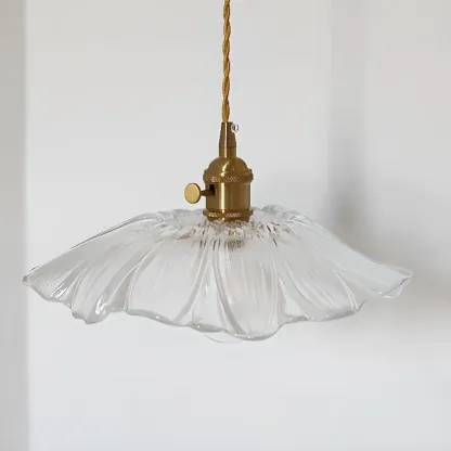 Modern Metal Hardwired Transparent Glass Floral Pendant Light Image - 12