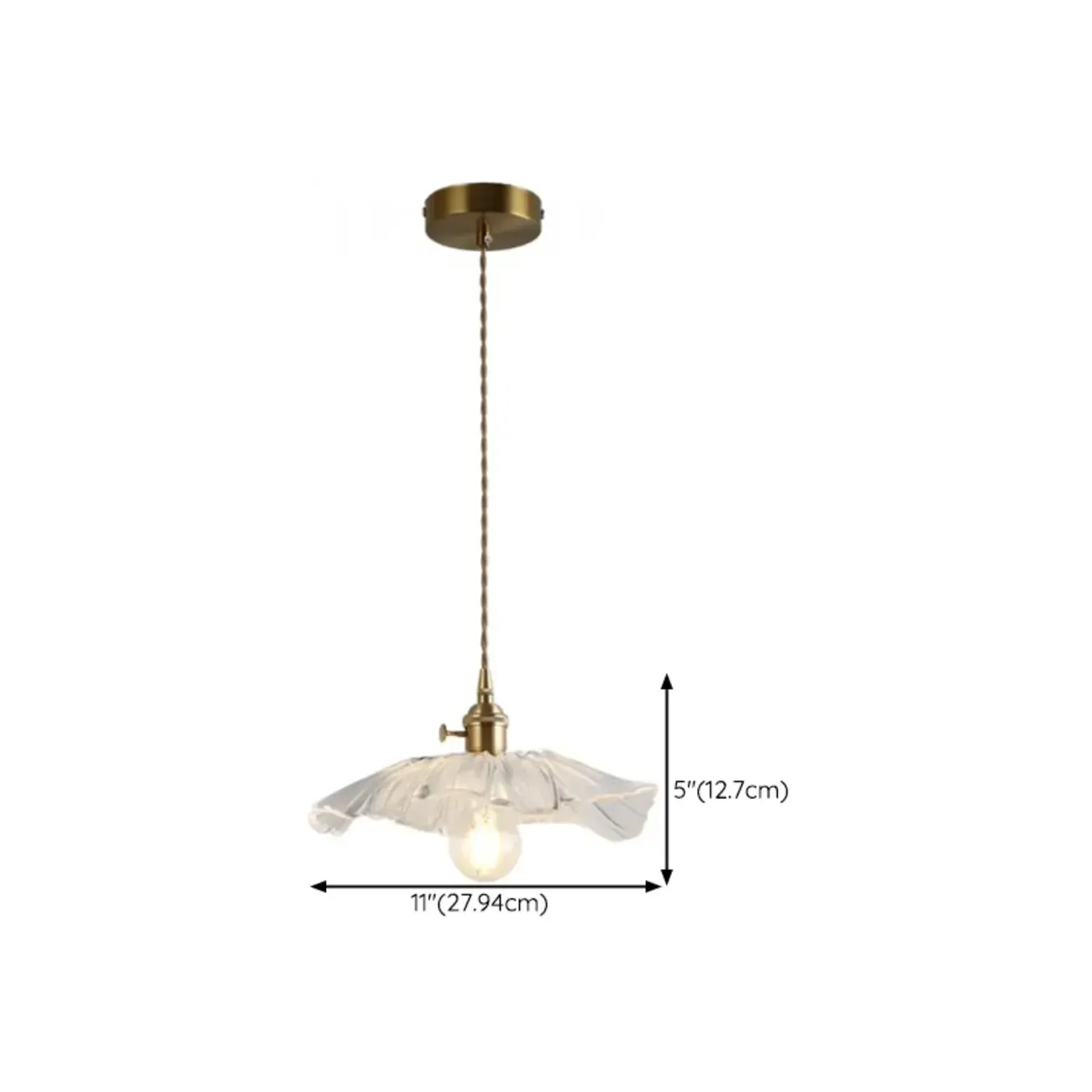 Modern Metal Hardwired Transparent Glass Floral Pendant Light #size