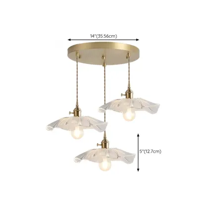 Modern Metal Hardwired Transparent Glass Floral Pendant Light Image - 15
