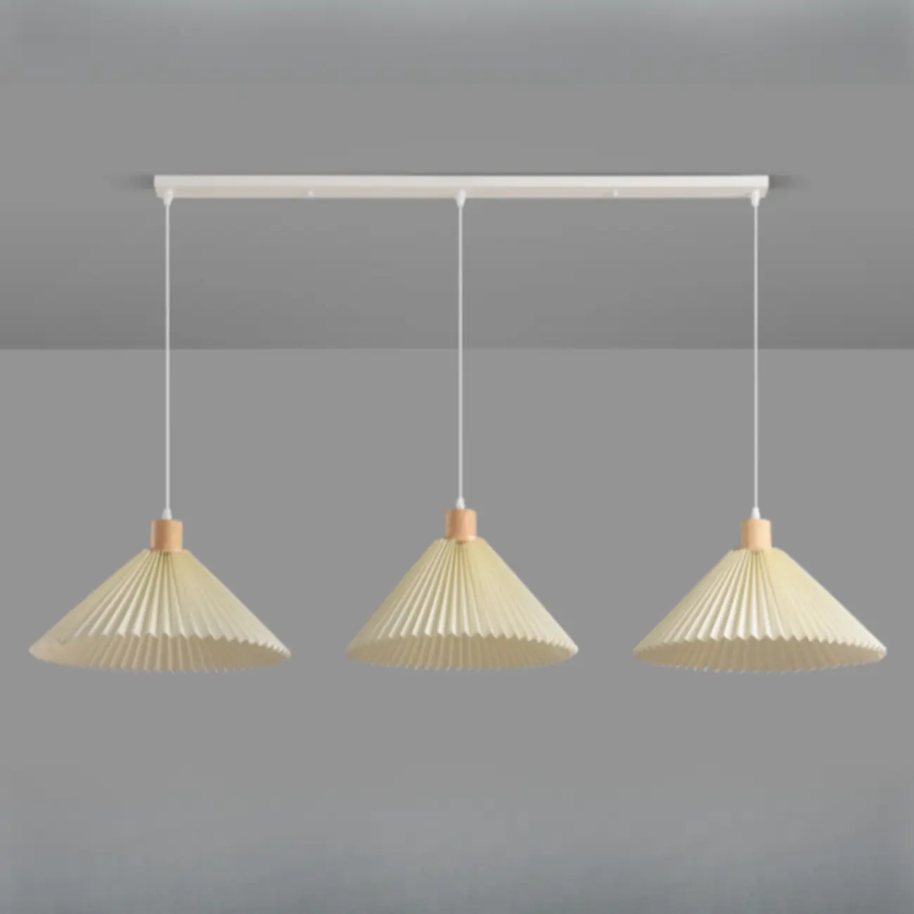 3 Lights Fabric Pleated Shape Ceiling Lamp with Adjustable Length  Image - 5 | homeyfad
