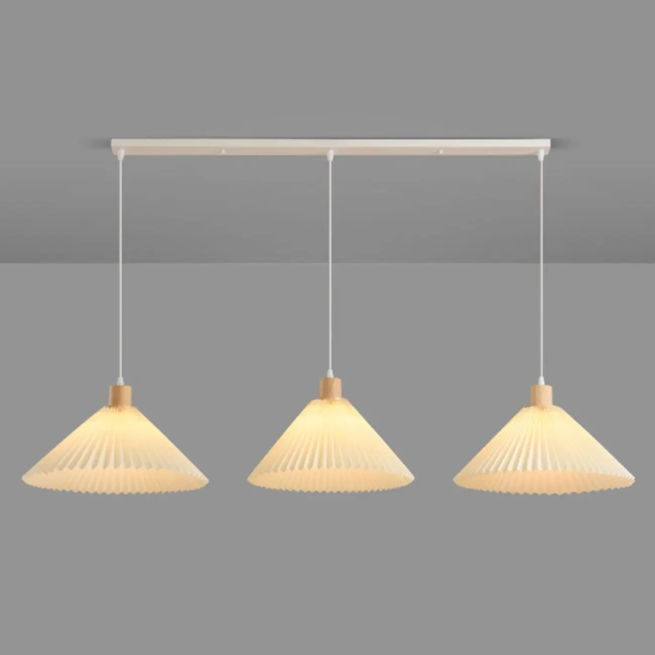3 Lights Fabric Pleated Shape Ceiling Lamp with Adjustable Length  Image - 7 | homeyfad