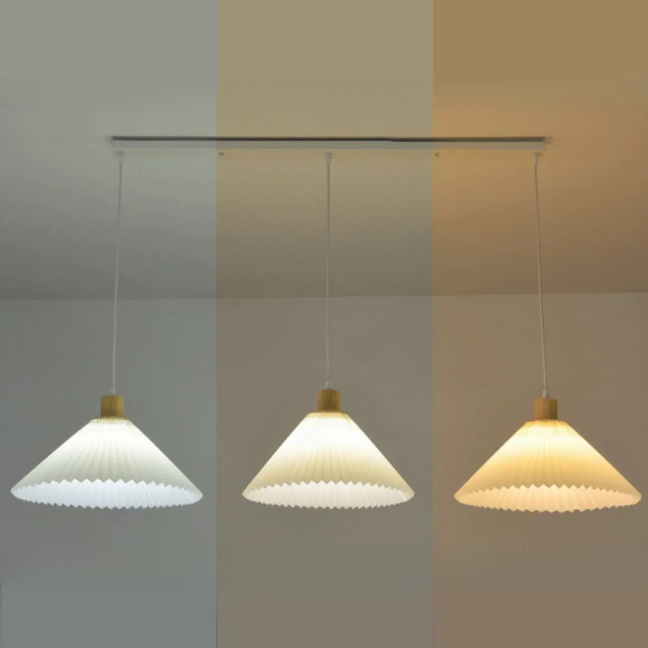 3 Lights Fabric Pleated Shape Ceiling Lamp with Adjustable Length  Image - 9 | homeyfad