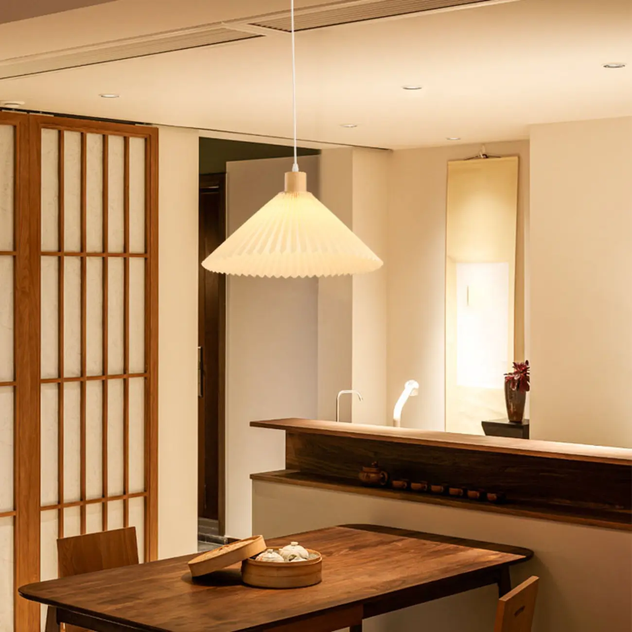 3 Lights Fabric Pleated Shape Ceiling Lamp with Adjustable Length  Image - 21 | homeyfad