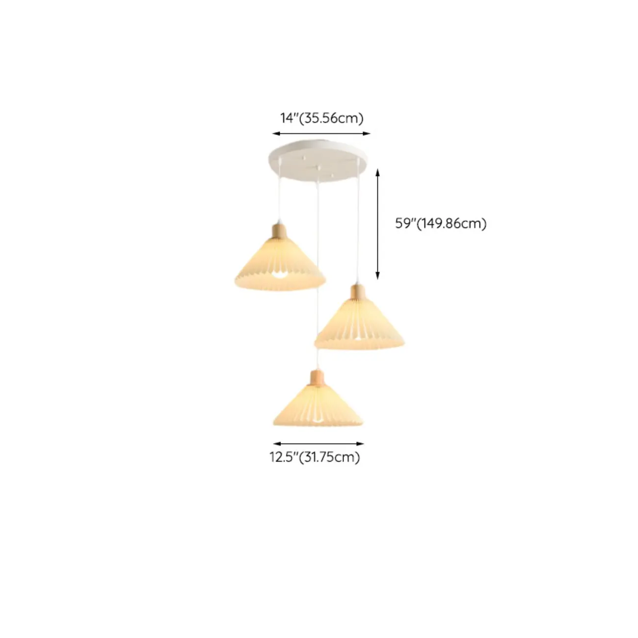 3 Lights Fabric Pleated Shape Ceiling Lamp with Adjustable Length  Image - 23 | homeyfad