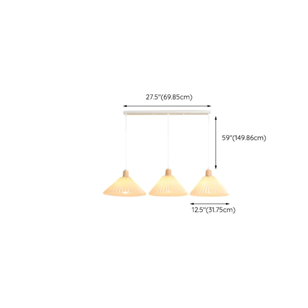 3 Lights Fabric Pleated Shape Ceiling Lamp with Adjustable Length  Image - 24 | homeyfad