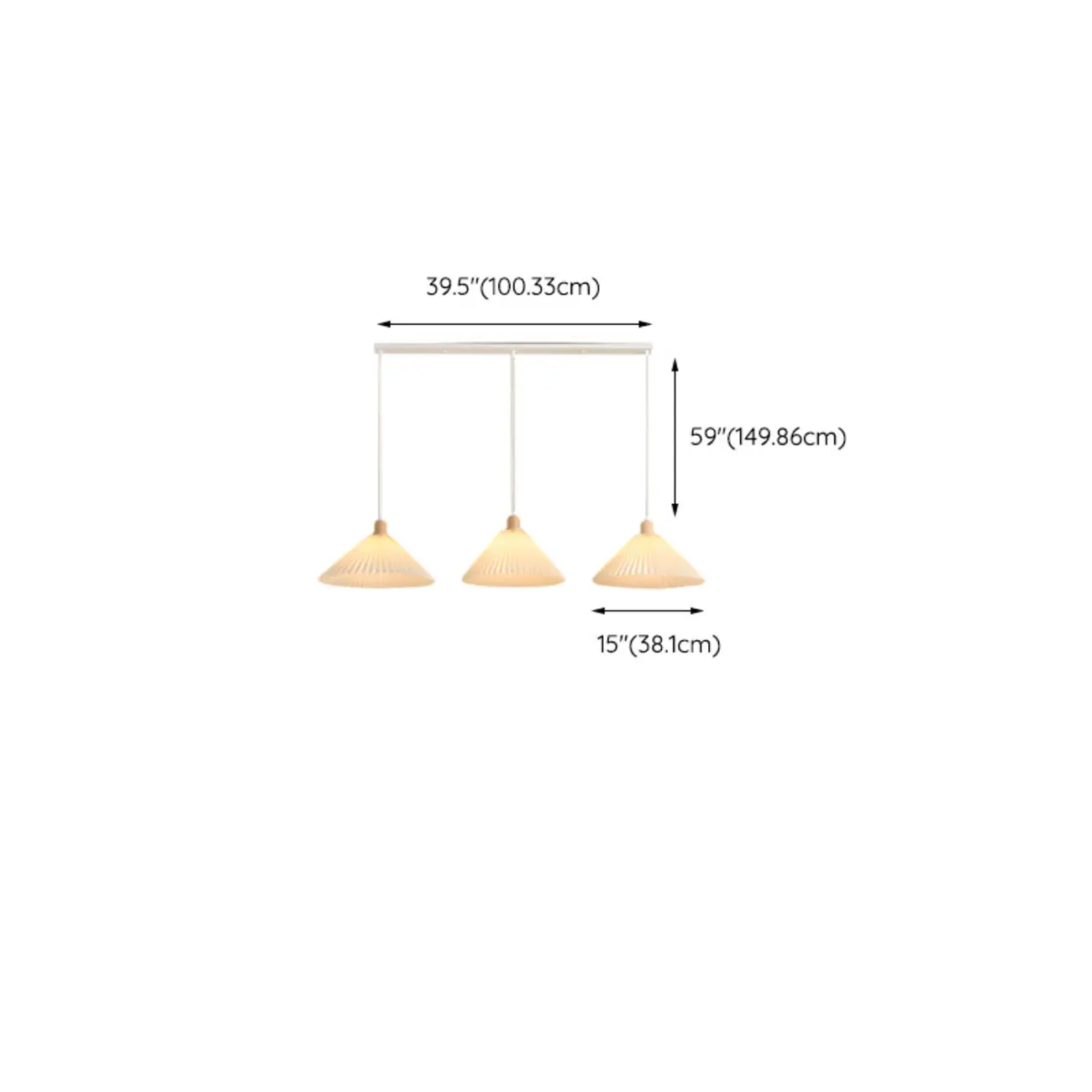 3 Lights Fabric Pleated Shape Ceiling Lamp with Adjustable Length  Image - 25 | homeyfad