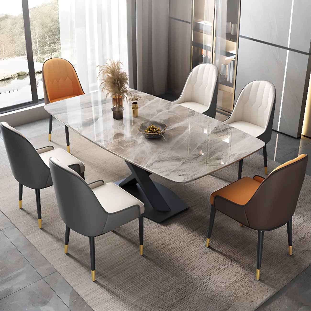Modern Grey Dining Room Set with Sintered Stone Top Image - 1 | homeyfad