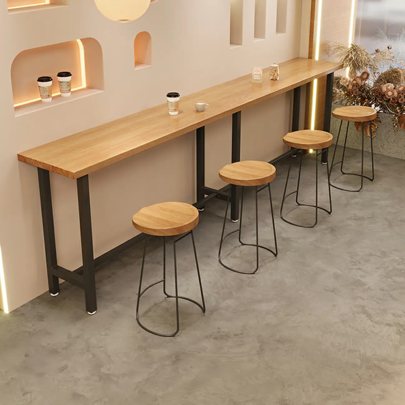  Antique Solid Wood Trestle Base Pub Table Image - 1 | homeyfad