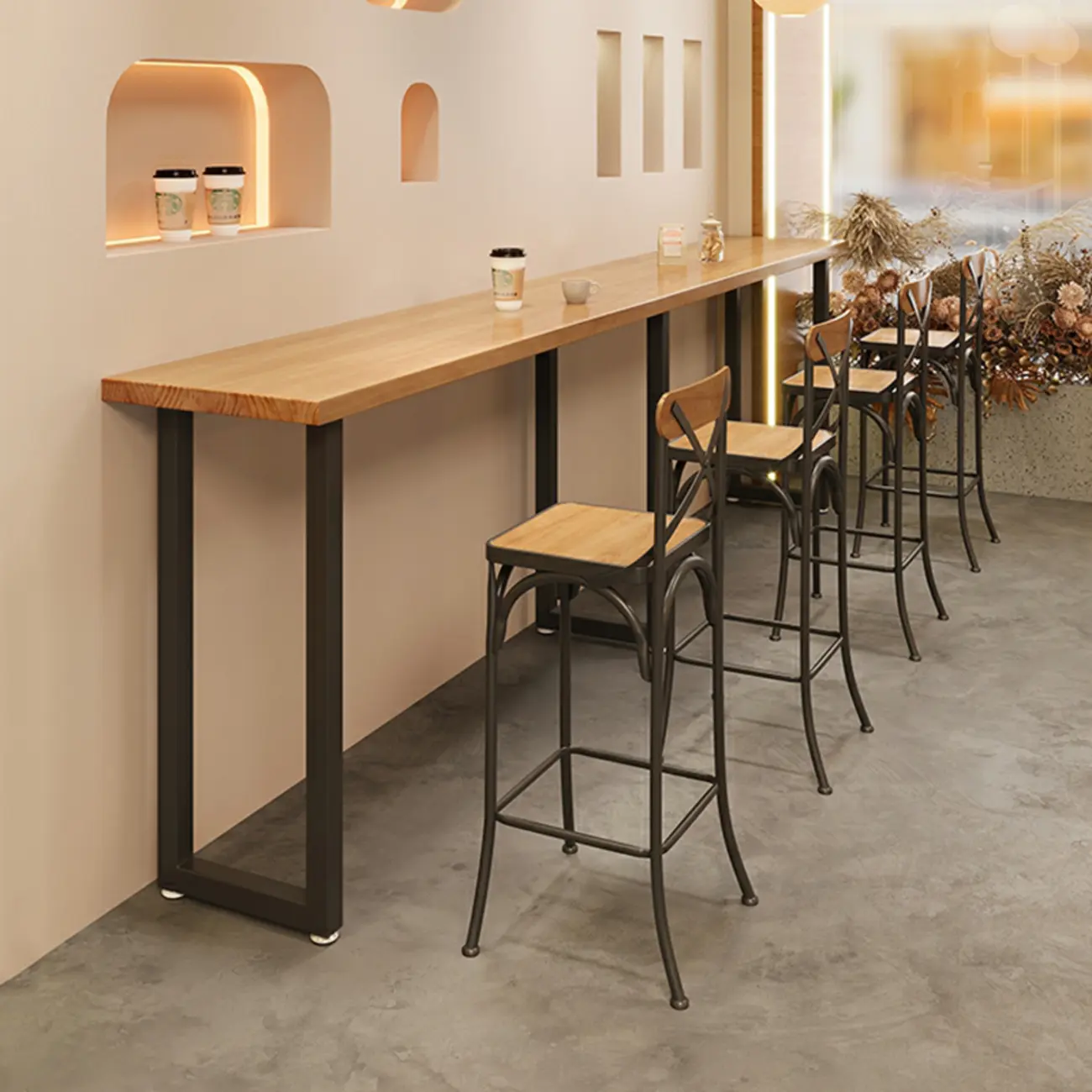  Antique Solid Wood Trestle Base Pub Table Image - 2 | homeyfad