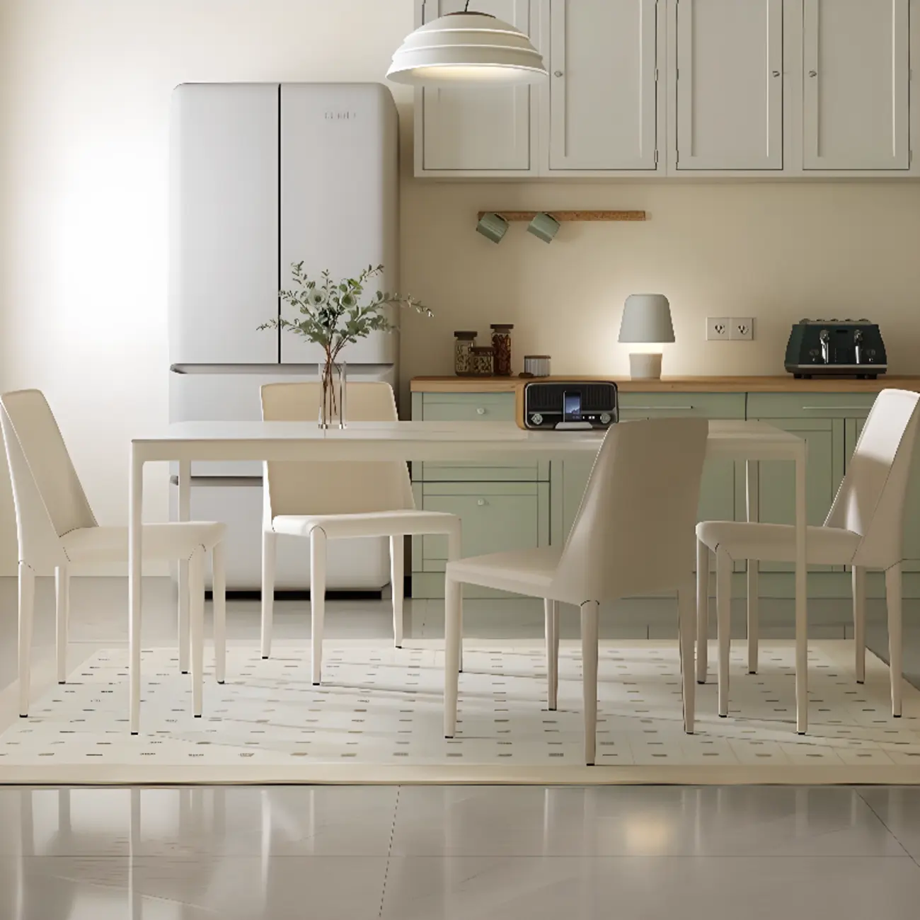 Modern Beige Dining Room Set with Sleek Metal Legs Image - 2 | homeyfad