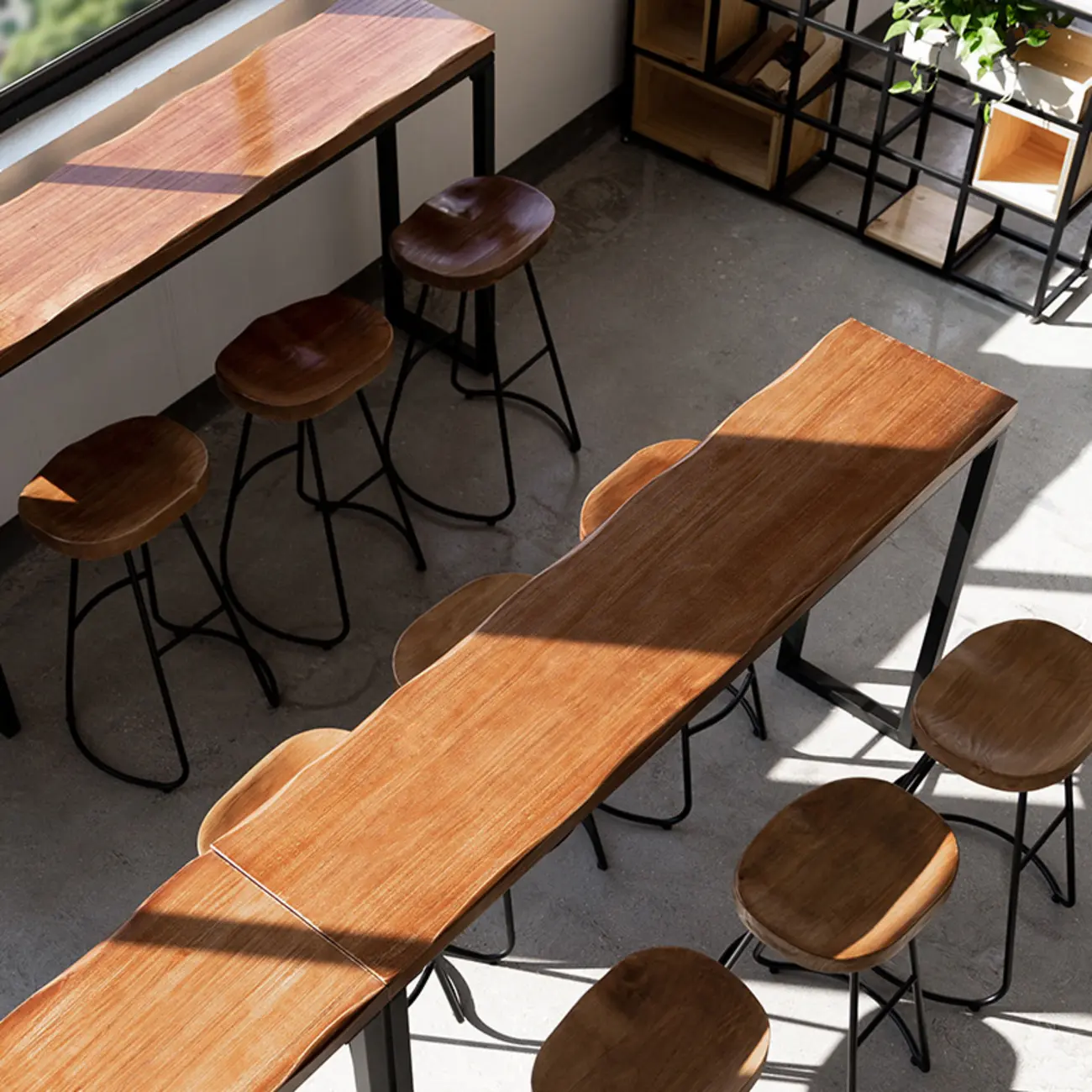 Modern Wood Bar Table Natural Rectangle Sleigh Base Image - 2 | homeyfad
