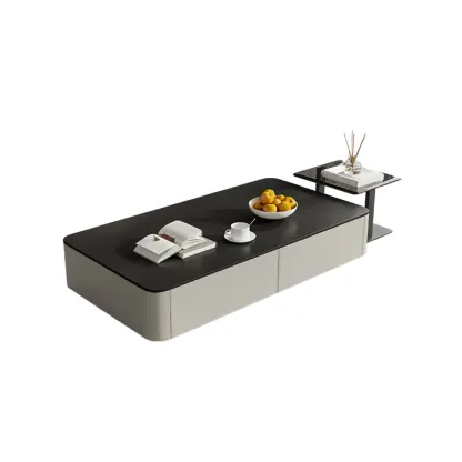 Modern Black Square Coffee Table with Drawers for Living Room  Image - 5