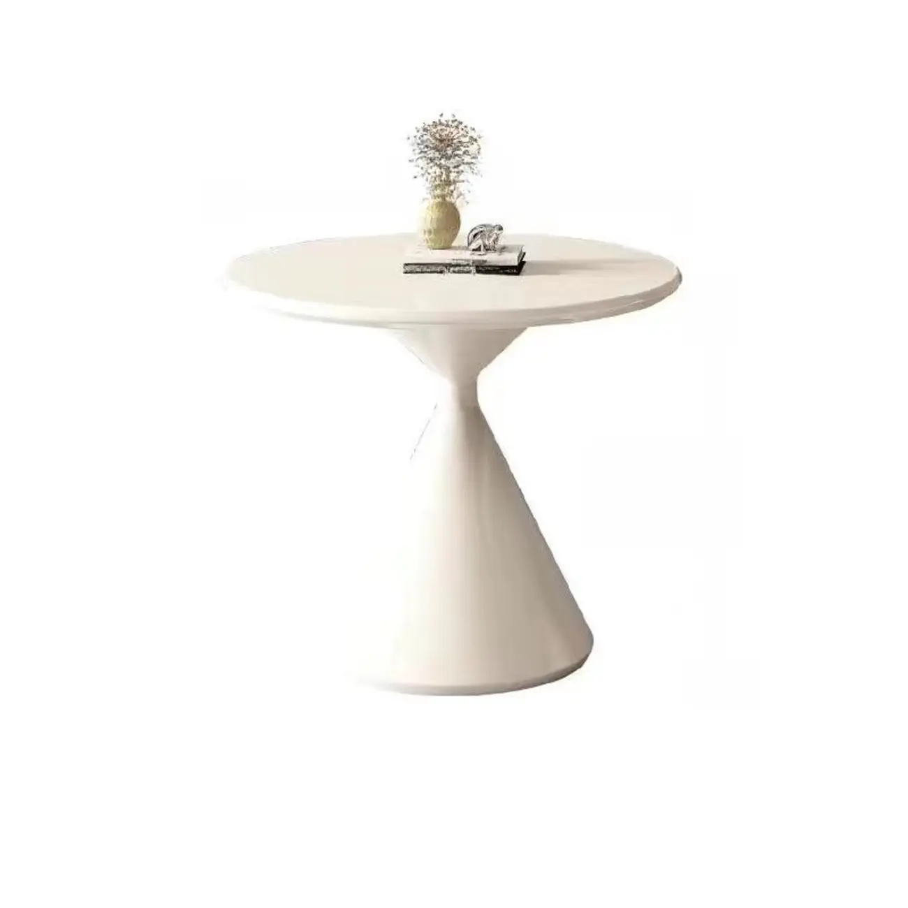 Vintage Wood Round Nesting Coffee Table Set with White Base Image - 13 | homeyfad