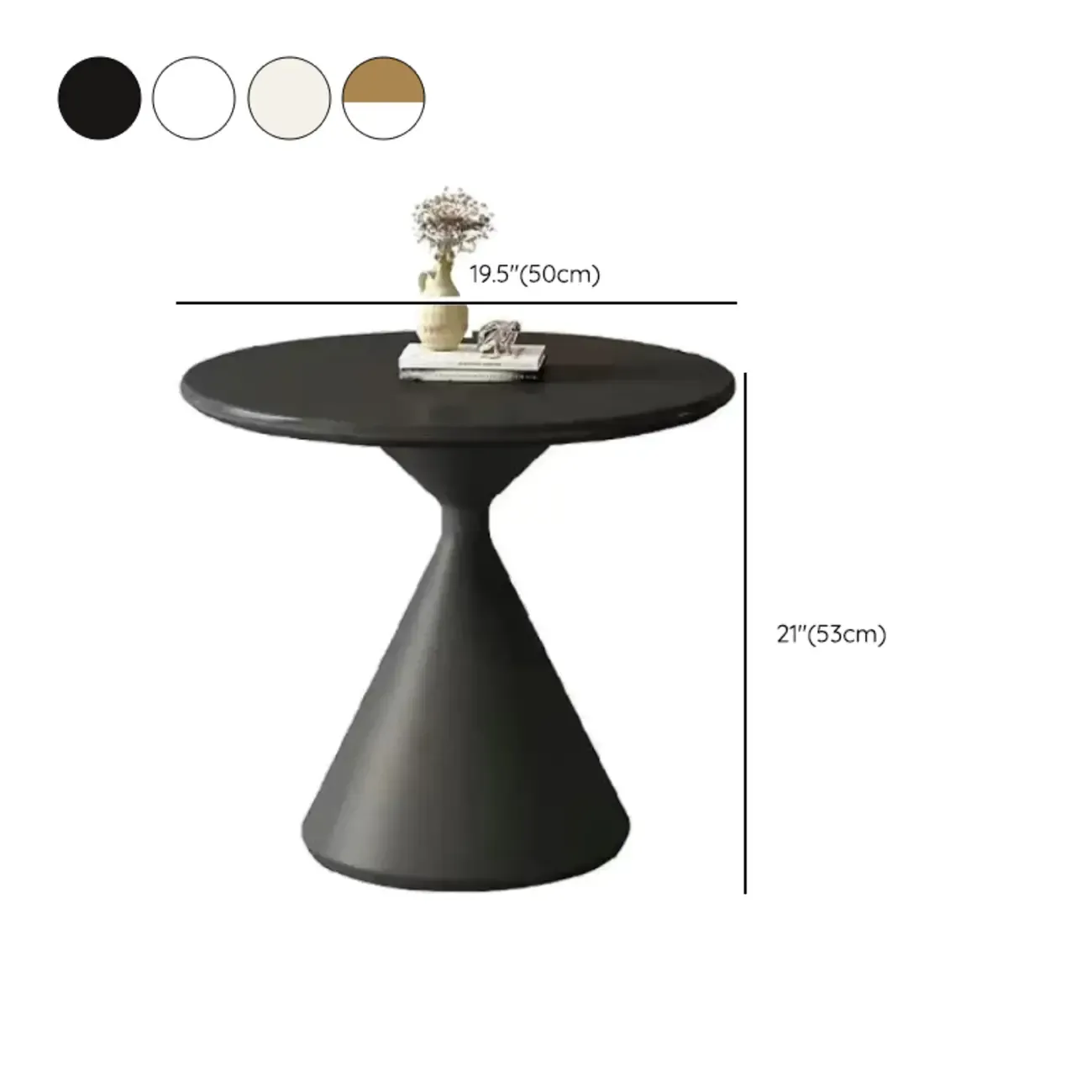 Vintage Wood Round Nesting Coffee Table Set with White Base #size