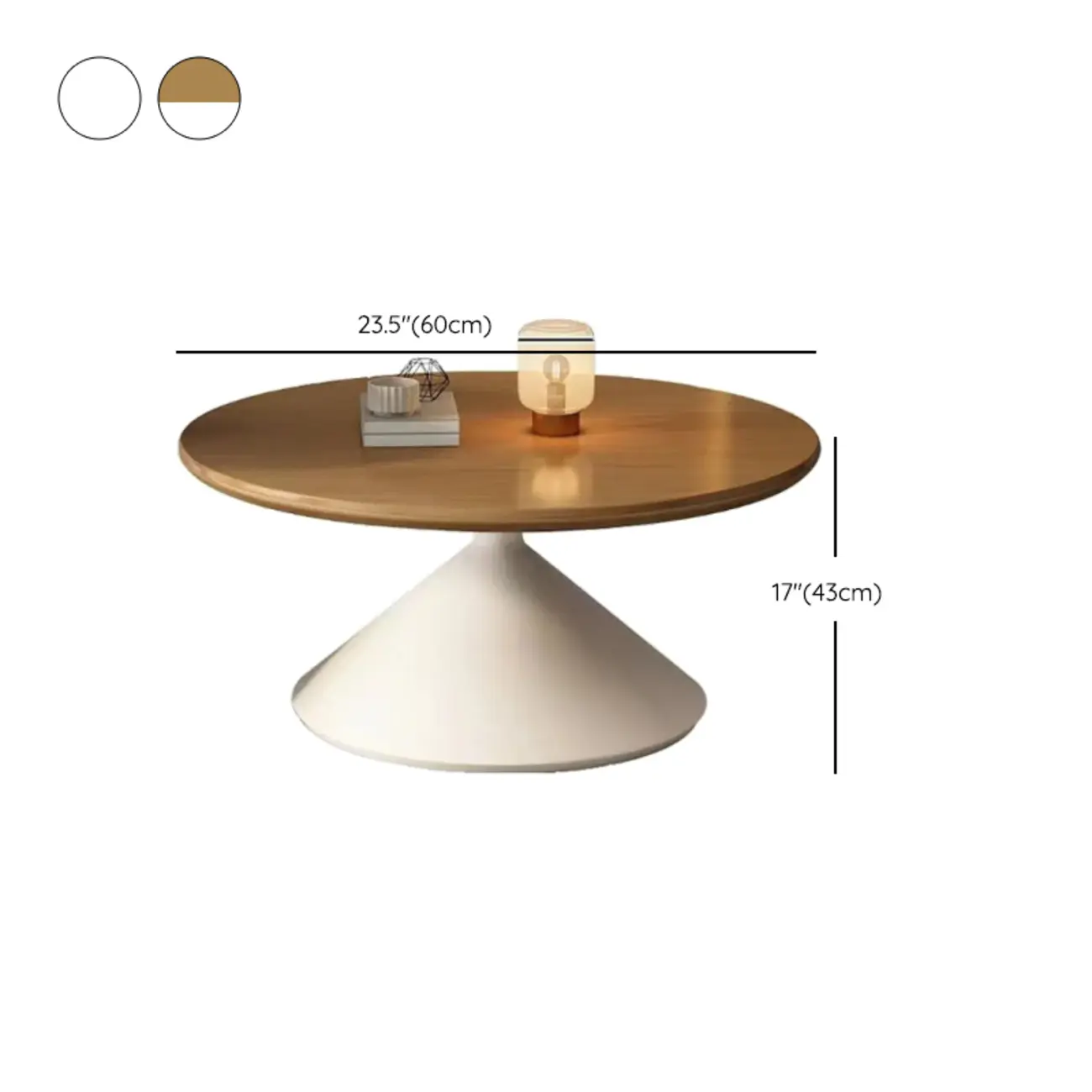 Vintage Wood Round Nesting Coffee Table Set with White Base Image - 17 | homeyfad