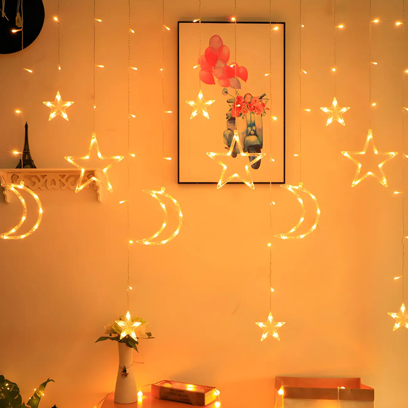 11.4ft Colorful LED Star and Moon String Lights for Garden Image - 2 | homeyfad