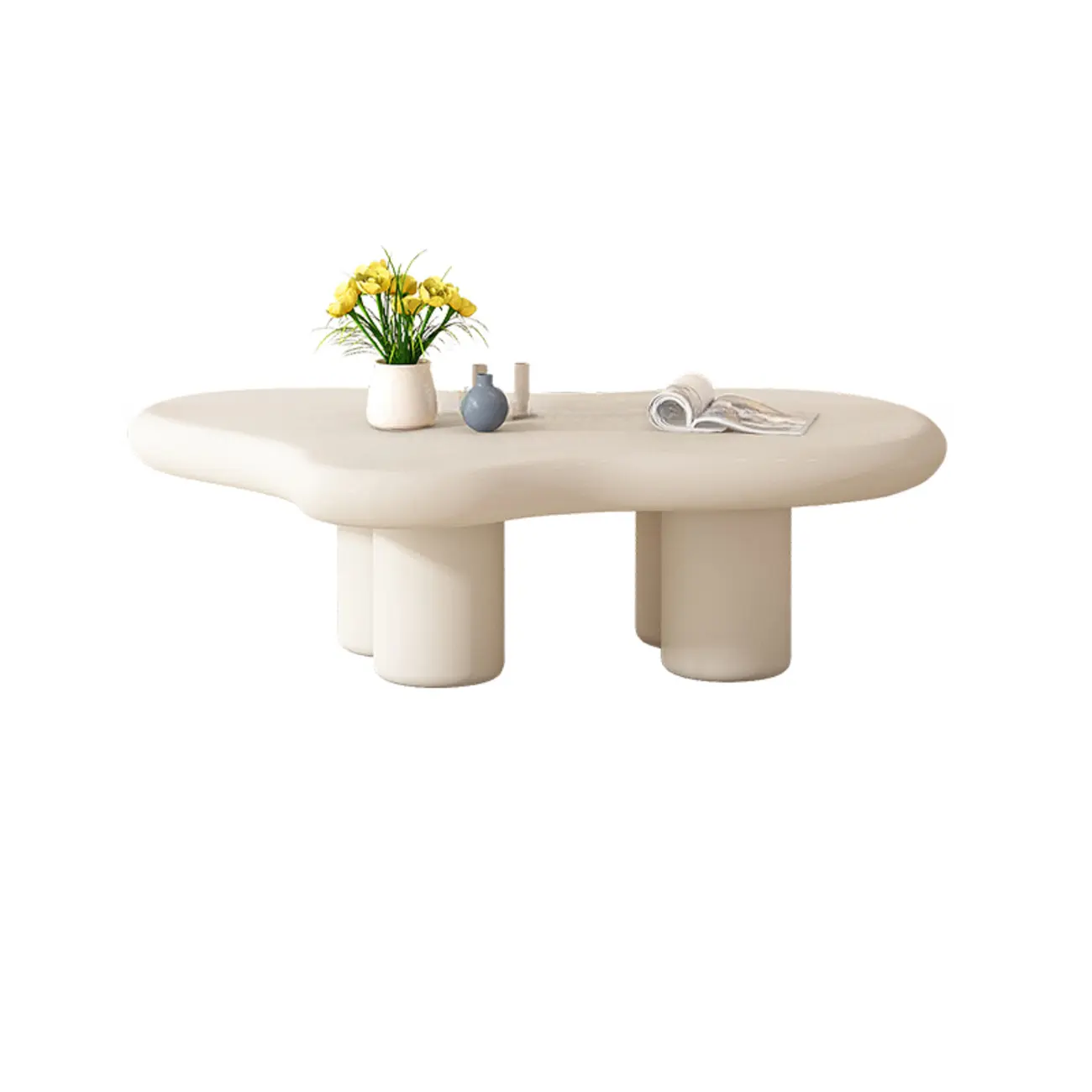 Modern White Irregular Coffee Table with Minimalist Design Image - 5 | homeyfad