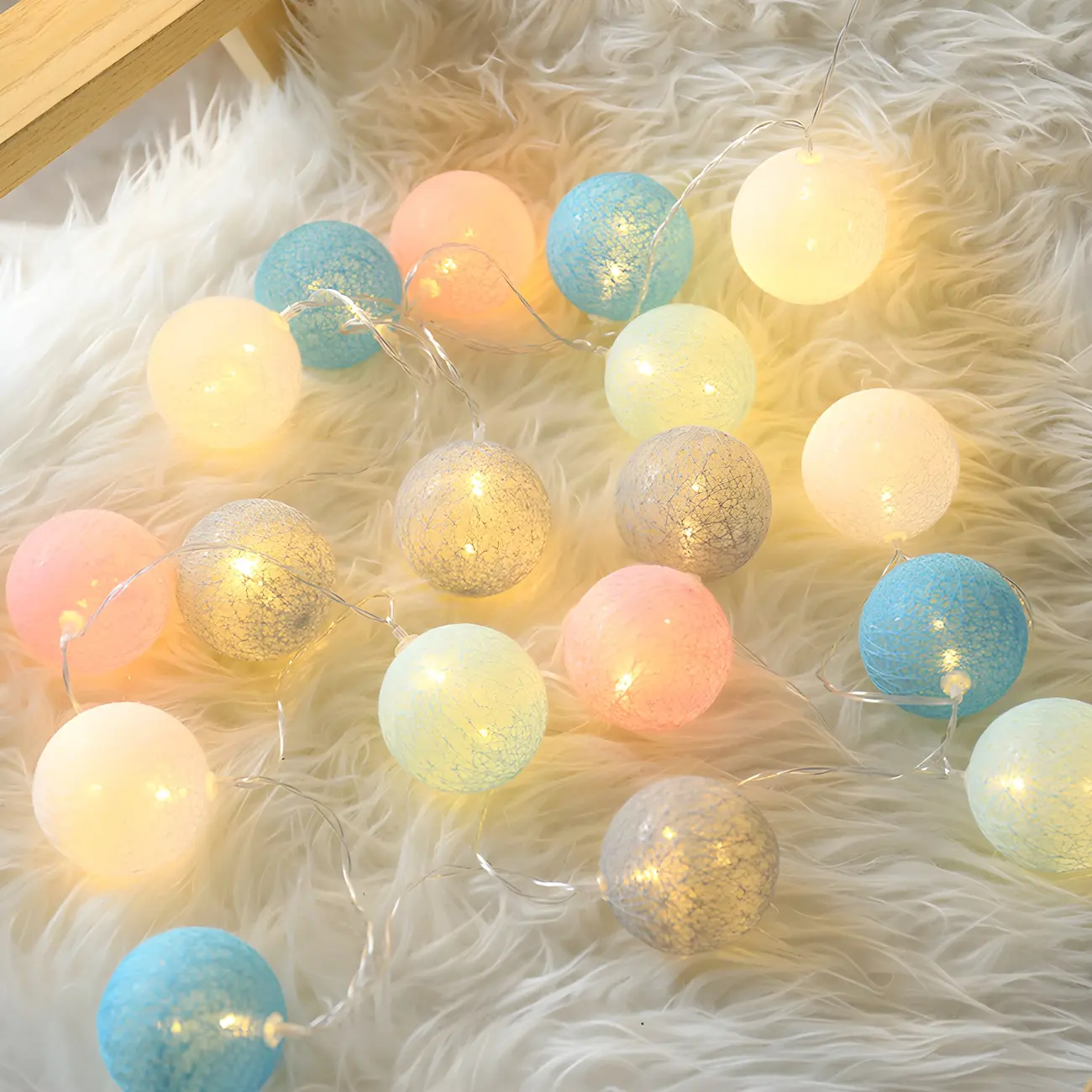 Elegant LED Cotton Globe String Lights for Outdoor Party Image - 1 | homeyfad