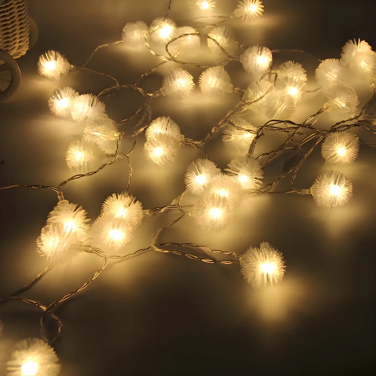 Modern Solar LED Pompom String Lights for Outdoor Decor Image - 1 | homeyfad