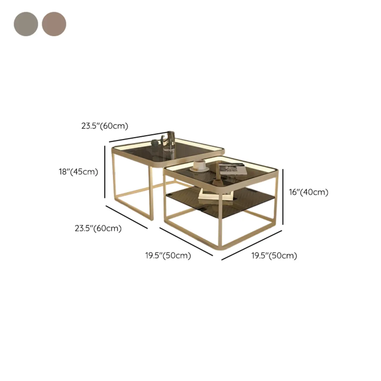Modern Glass Nesting Coffee Table in Black with Storage Image - 15 | homeyfad