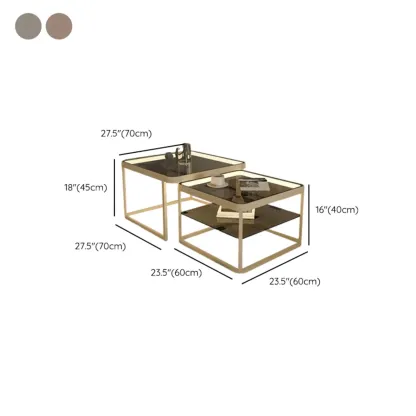 Modern Glass Nesting Coffee Table in Black with Storage Image - 16
