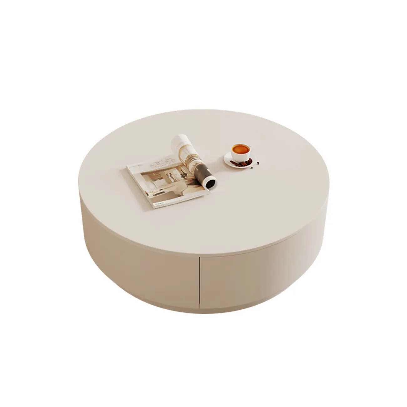 Modern Wood Round Nesting Coffee Table with 2 Drawers Image - 5 | homeyfad