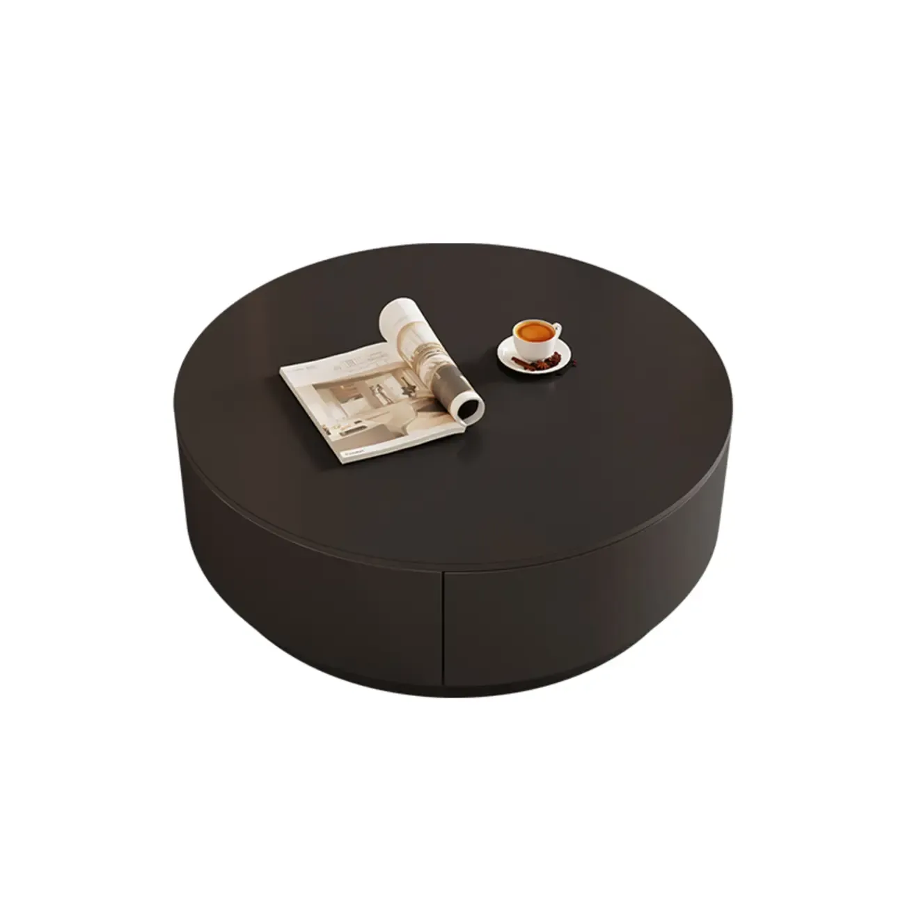 Modern Wood Round Nesting Coffee Table with 2 Drawers Image - 17