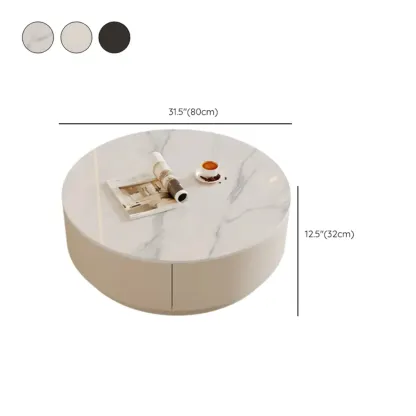 Modern Wood Round Nesting Coffee Table with 2 Drawers Image - 22