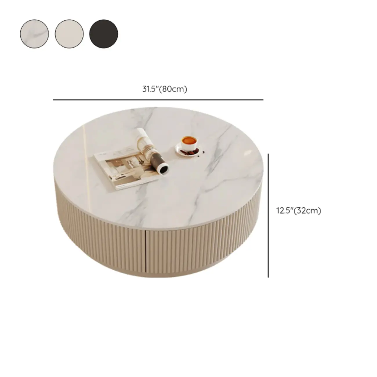 Modern Wood Round Nesting Coffee Table with 2 Drawers Image - 25 | homeyfad