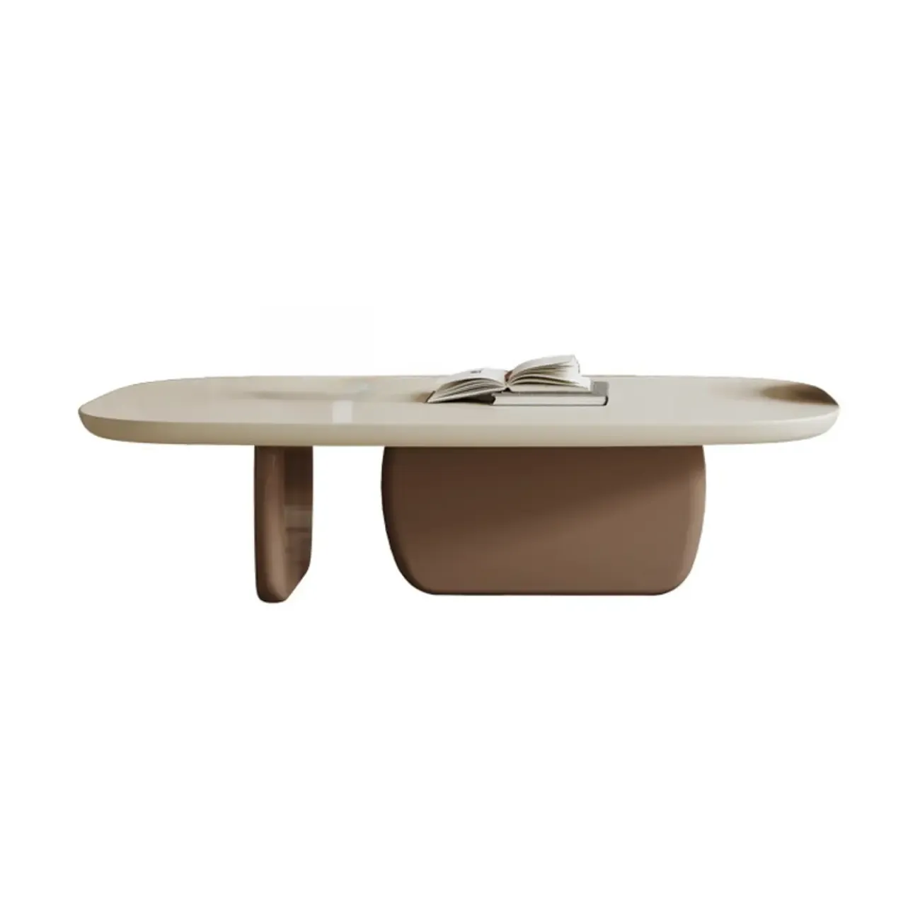 Modern Wood Oval Nesting Coffee Table with Block Base  Image - 4