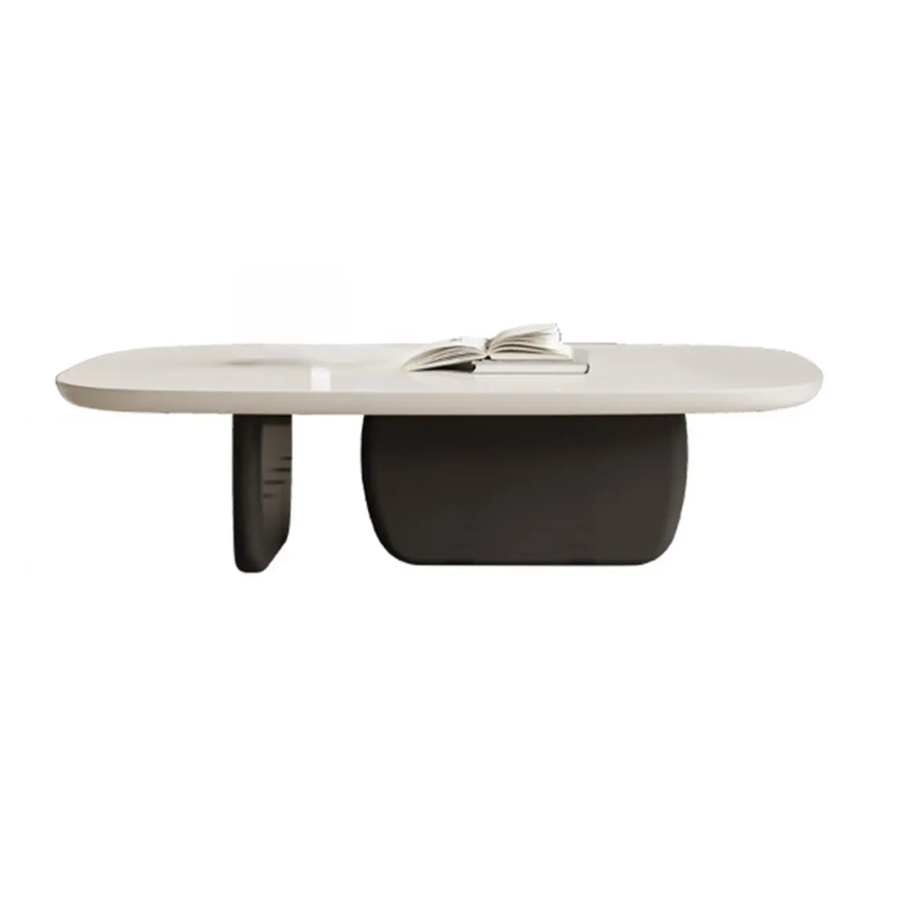 Modern Wood Oval Nesting Coffee Table with Block Base  Image - 12 | homeyfad