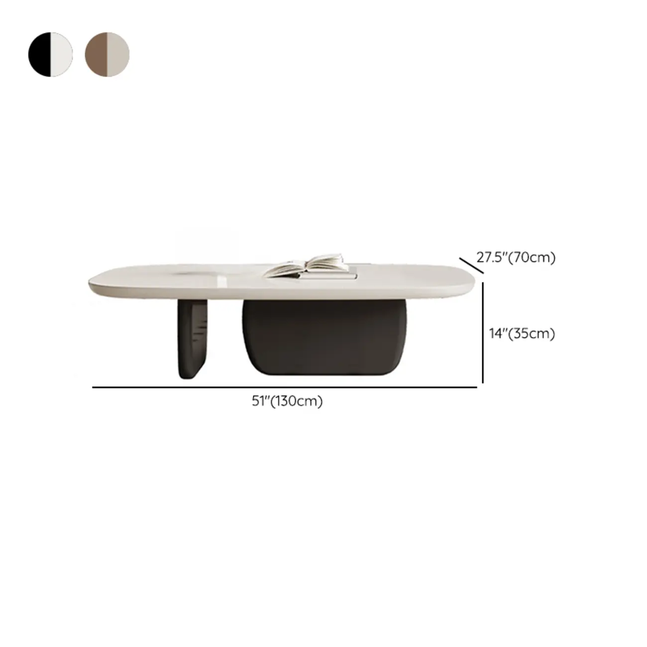 Modern Wood Oval Nesting Coffee Table with Block Base  #size