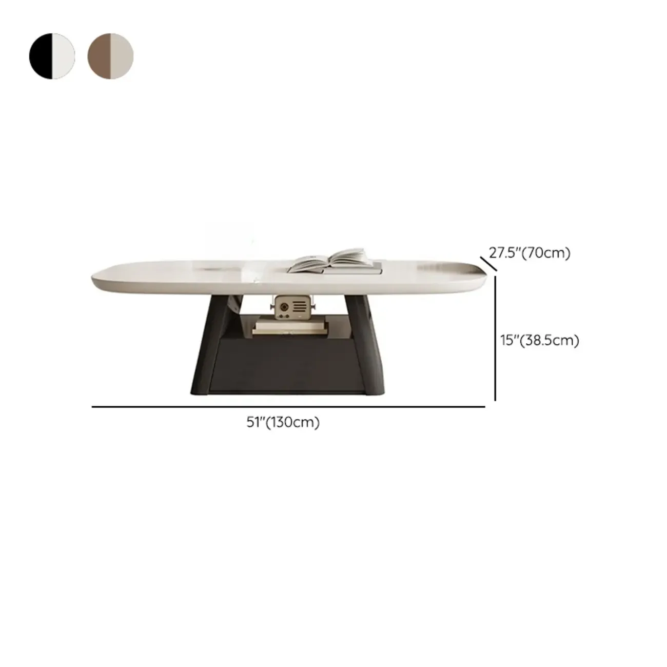 Modern Wood Oval Nesting Coffee Table with Block Base  Image - 20
