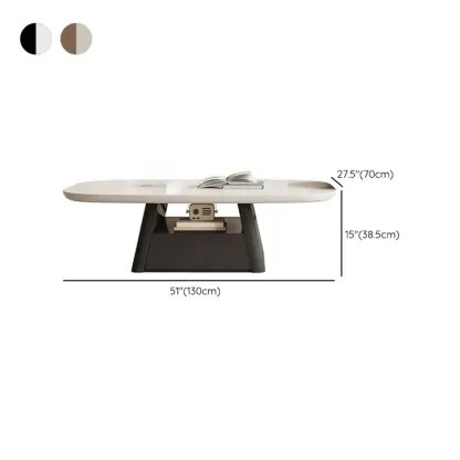 Modern Wood Oval Nesting Coffee Table with Block Base  Image - 20