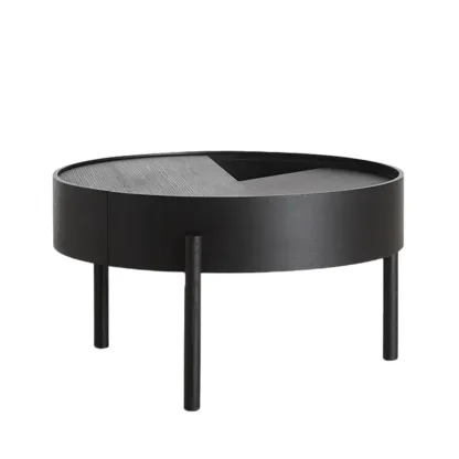 Scandinavian Indoor Round Coffee Table with Tray Top Image - 7