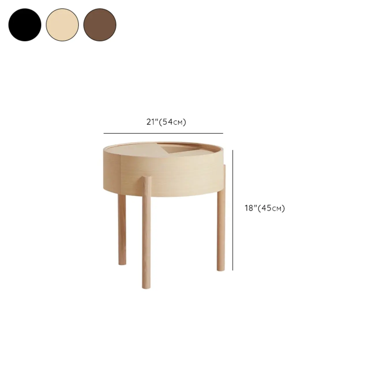 Scandinavian Indoor Round Coffee Table with Tray Top #size | homeyfad