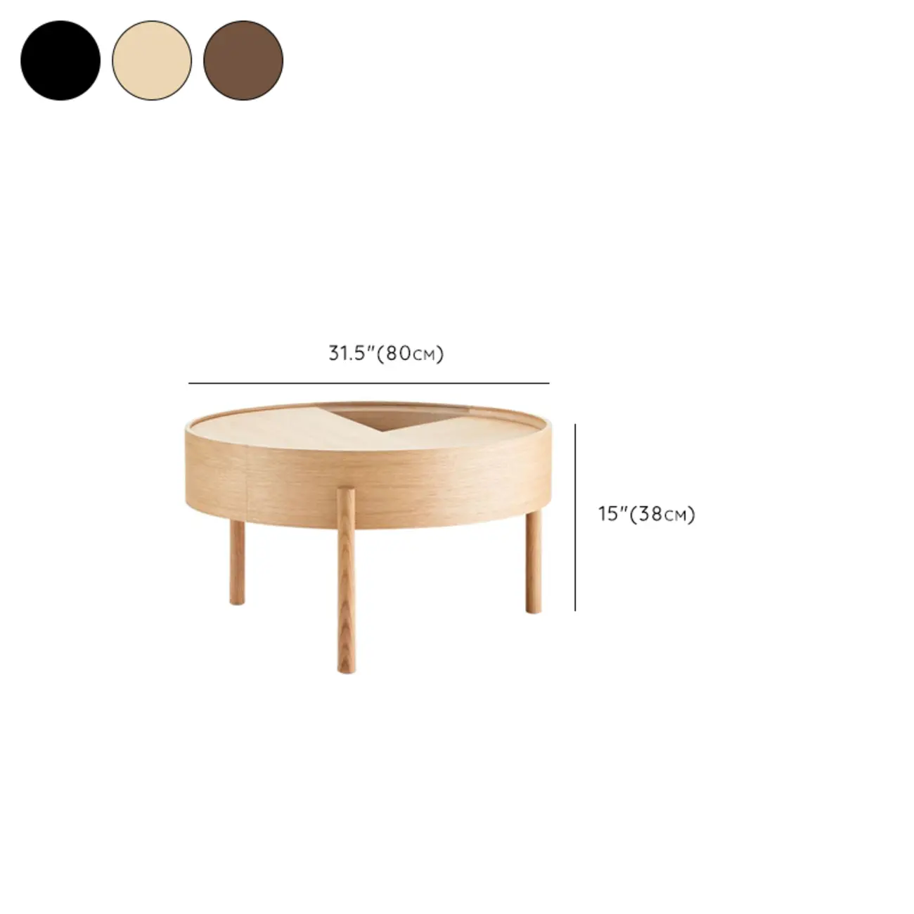 Scandinavian Indoor Round Coffee Table with Tray Top Image - 13 | homeyfad